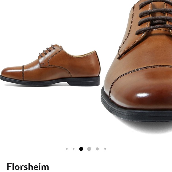 BOYS FLORSHEIM REVEAL CAP TOE DRESS SHOE (w/ bl reversible matching cognac belt) - Picture 3 of 9